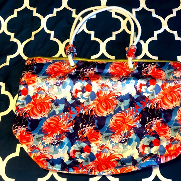 NWOT Paper Store Gold and Floral Tote Bag - Picture 1 of 5